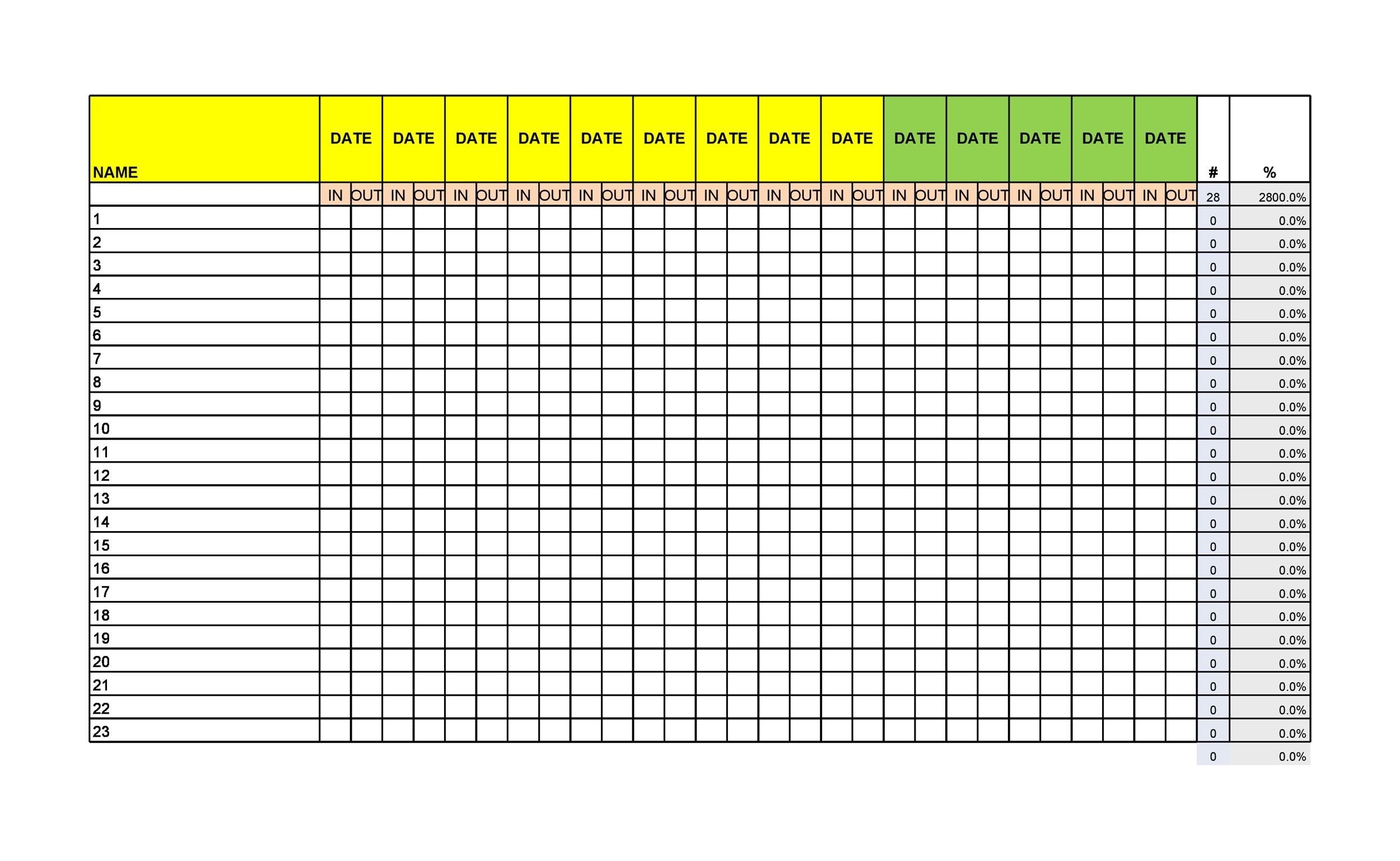 Free Printable Attendance Sheet Template Printable Templates