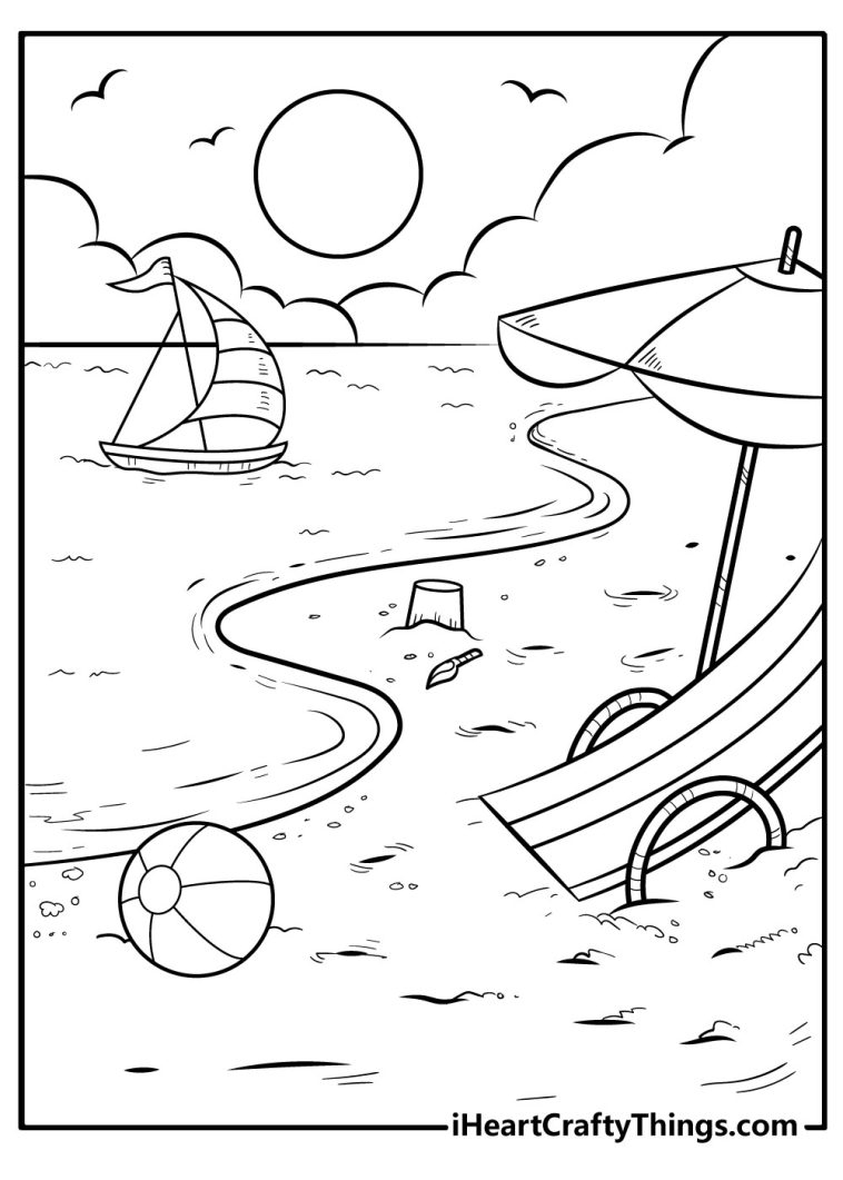 Free Printable Beach Coloring Sheets Printable Templates Bilarasa
