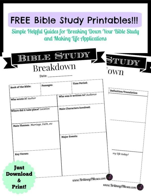 Free Printable Bible Breakdown Sheets Free Printable Templates