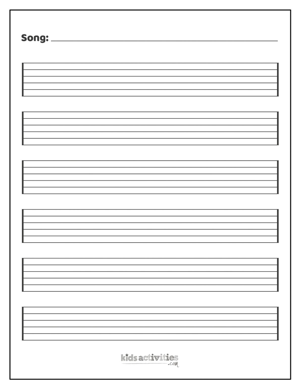 Free Printable Blank Sheet Music For Kids Kids Activities Blog