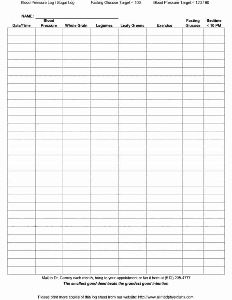 Free Printable Blood Pressure Log Sheets Horexchange