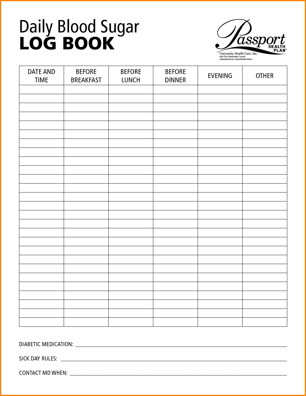 Free Printable Blood Sugar Log Sheet Monthly Printable Online