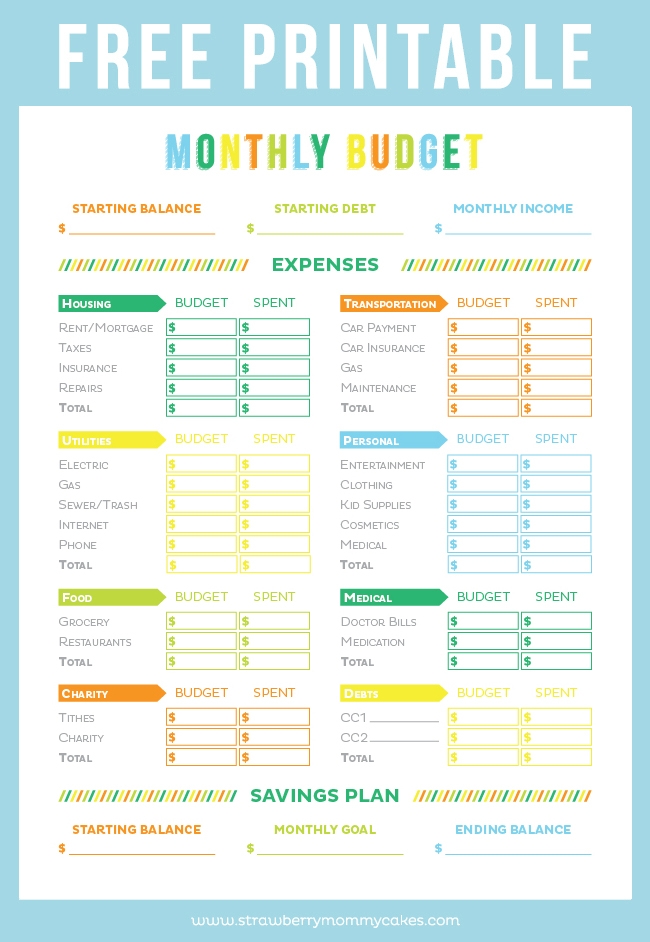 FREE Printable Budget Sheet Printable Crush