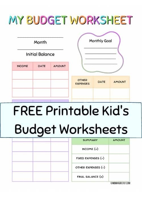 Free Printable Budgeting Worksheets For Kids NBKomputer