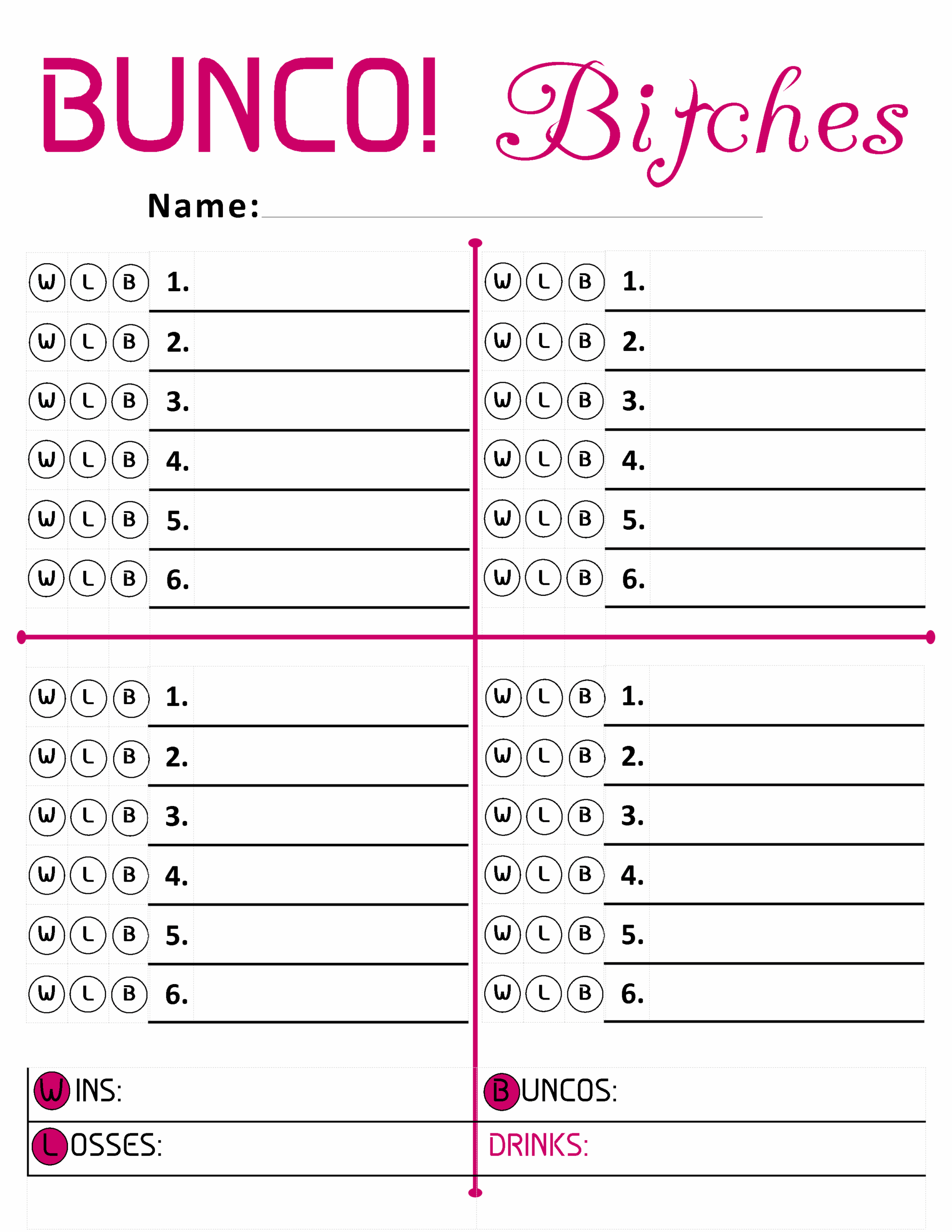 Free Printable Bunco Score Sheets Free Printable