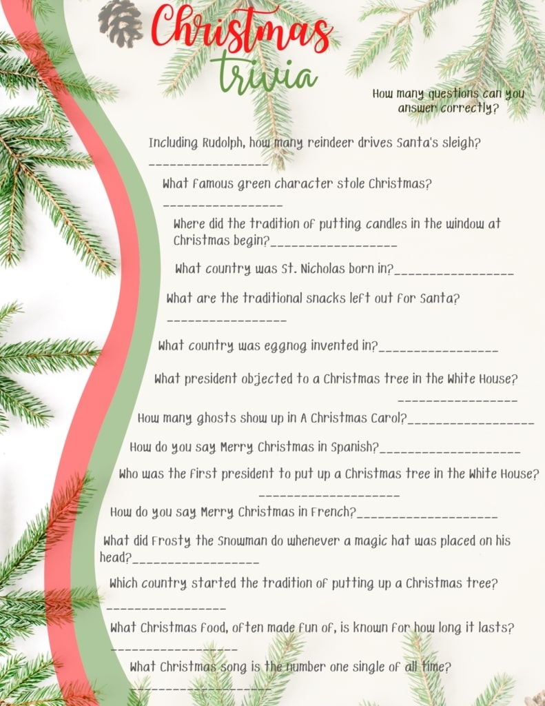 Free Printable Christmas Trivia Sheets Printable JD