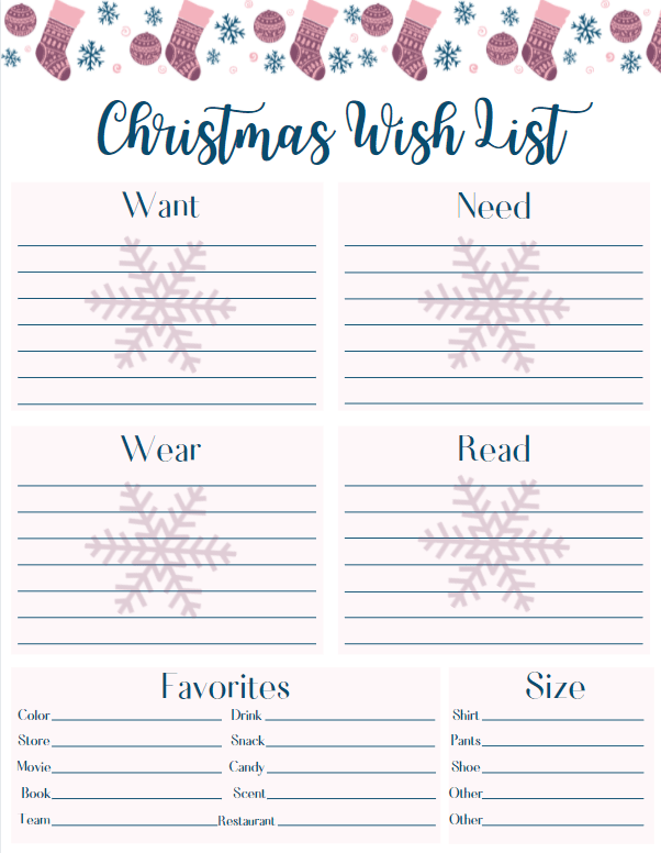 Free Printable Christmas Wish List Artofit