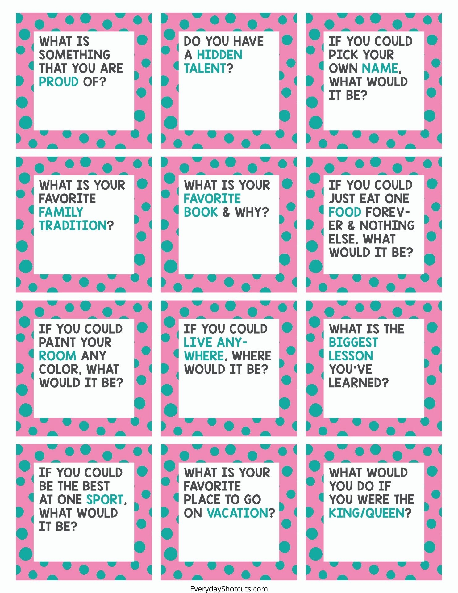 Free Printable Conversation Starter Cards Free Printable Card