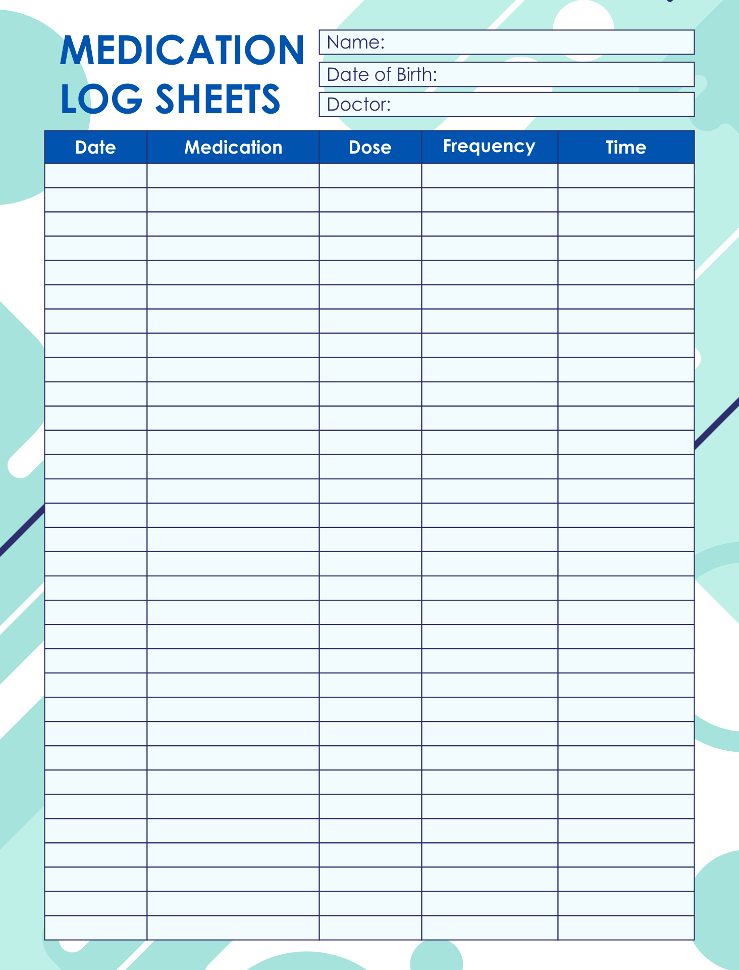 Free Printable Daily Medication Log Sheet Printable Forms Free Online