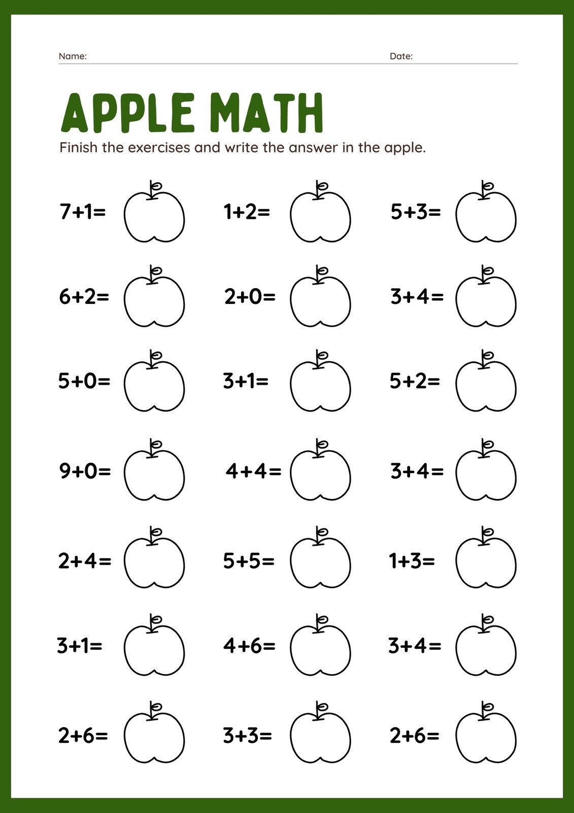Free Printable First Grade Math Worksheets FREE Printable A Z