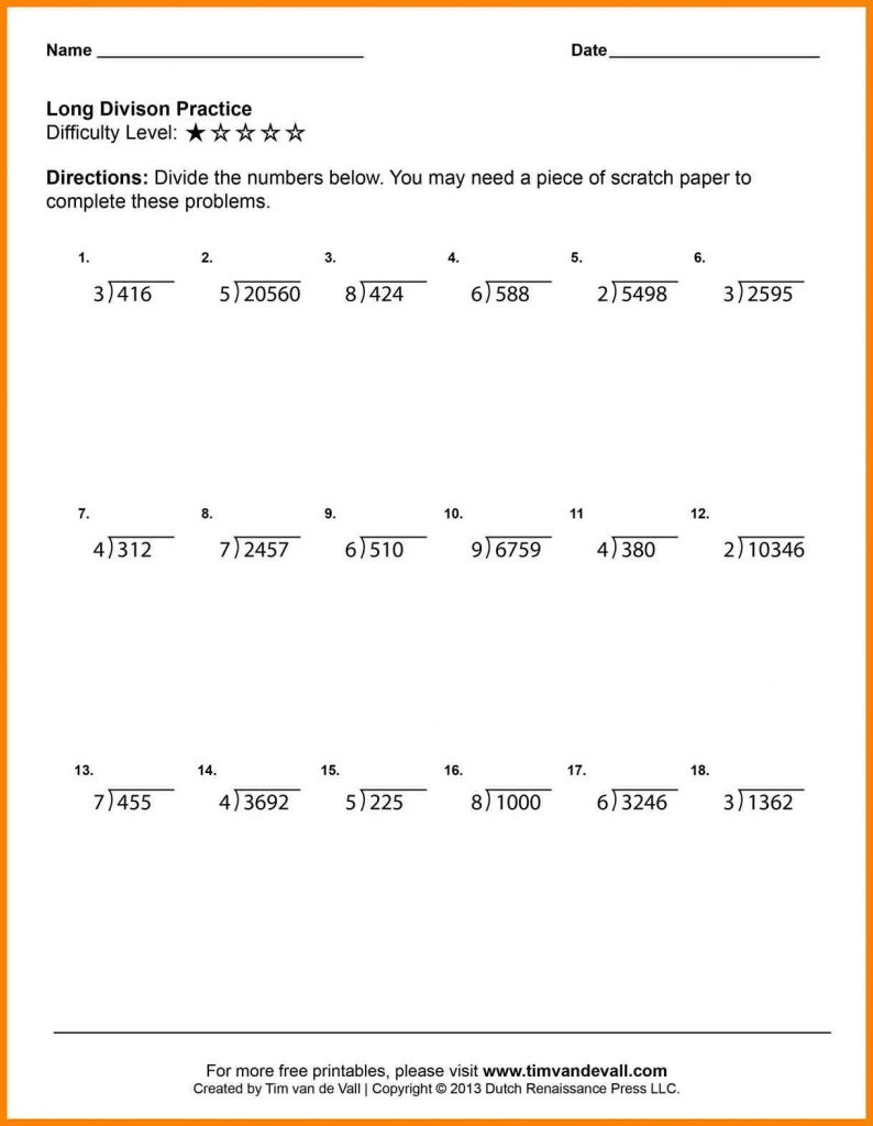 Free Printable Long Division Worksheets Grade 5 Long Division Worksheets