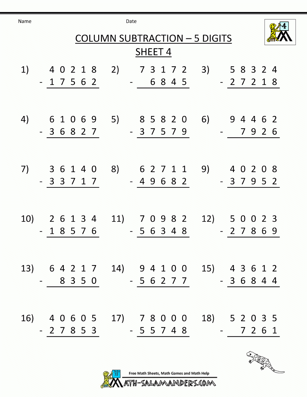 Free Printable Math Sheets Free Printable