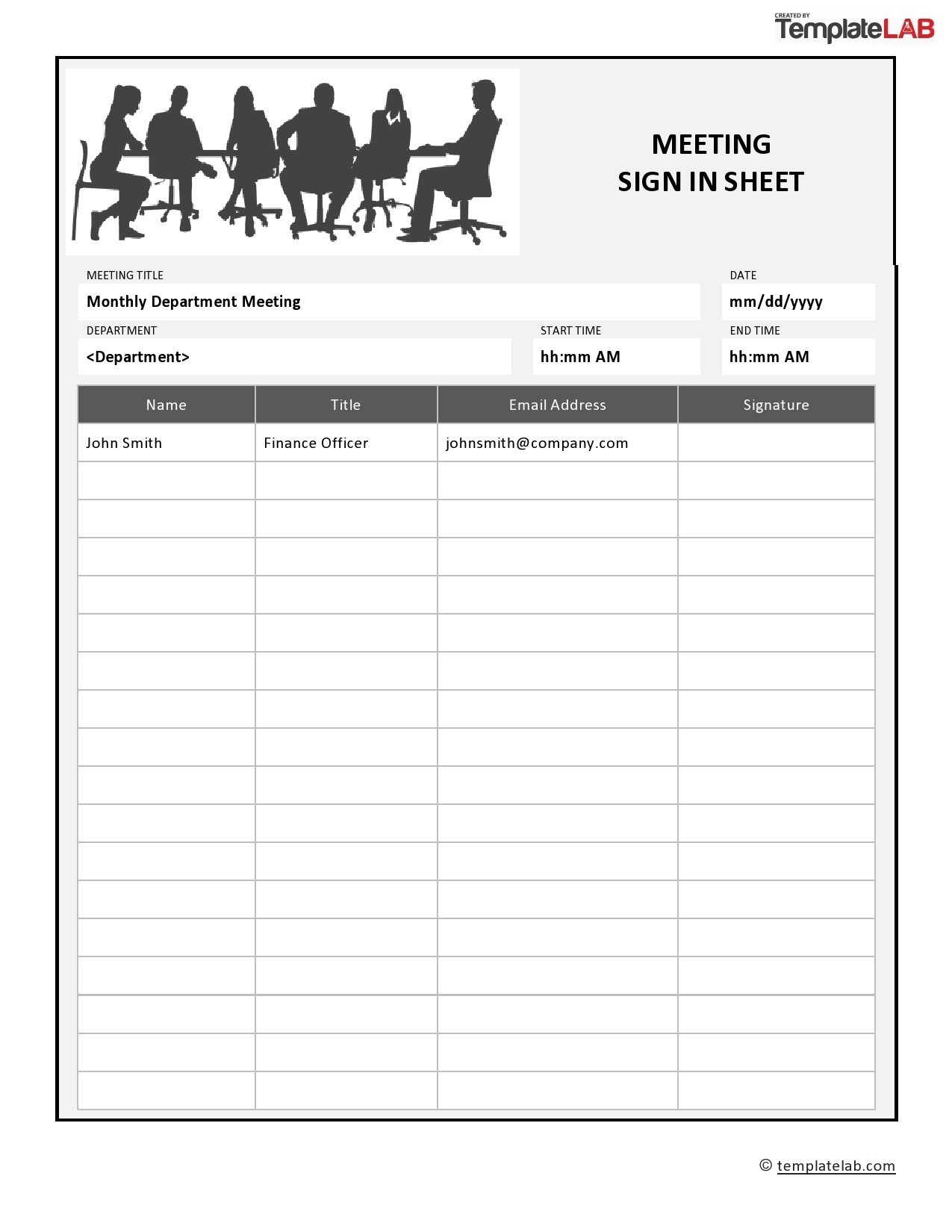 Free Printable Meeting Sign In Sheet Template Printable Templates