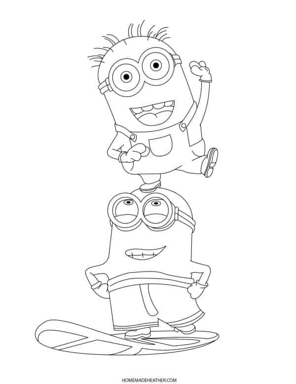 Free Printable Minion Coloring Pages Homemade Heather
