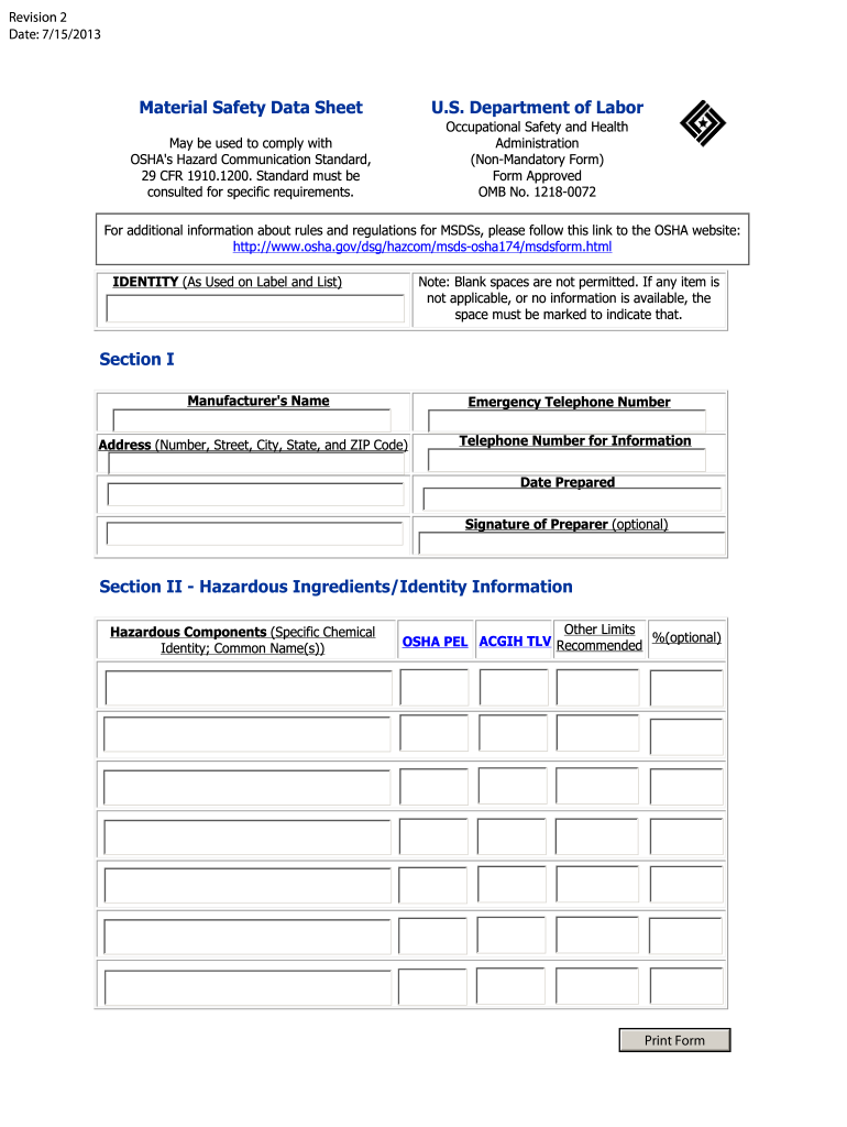 Free Printable Msds Sheets Printable Form Templates And Letter