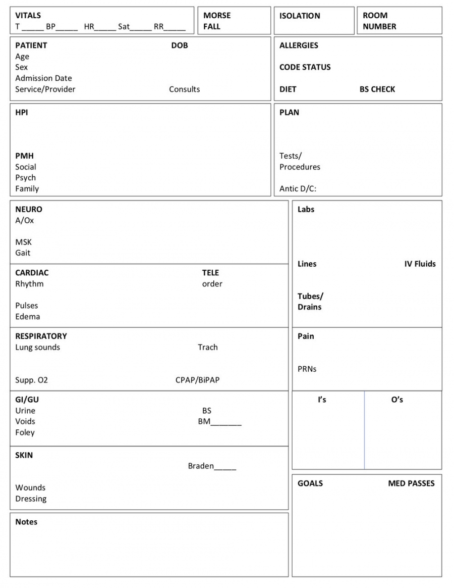 Free Printable Nurse Report Sheets FREE Printable A Z