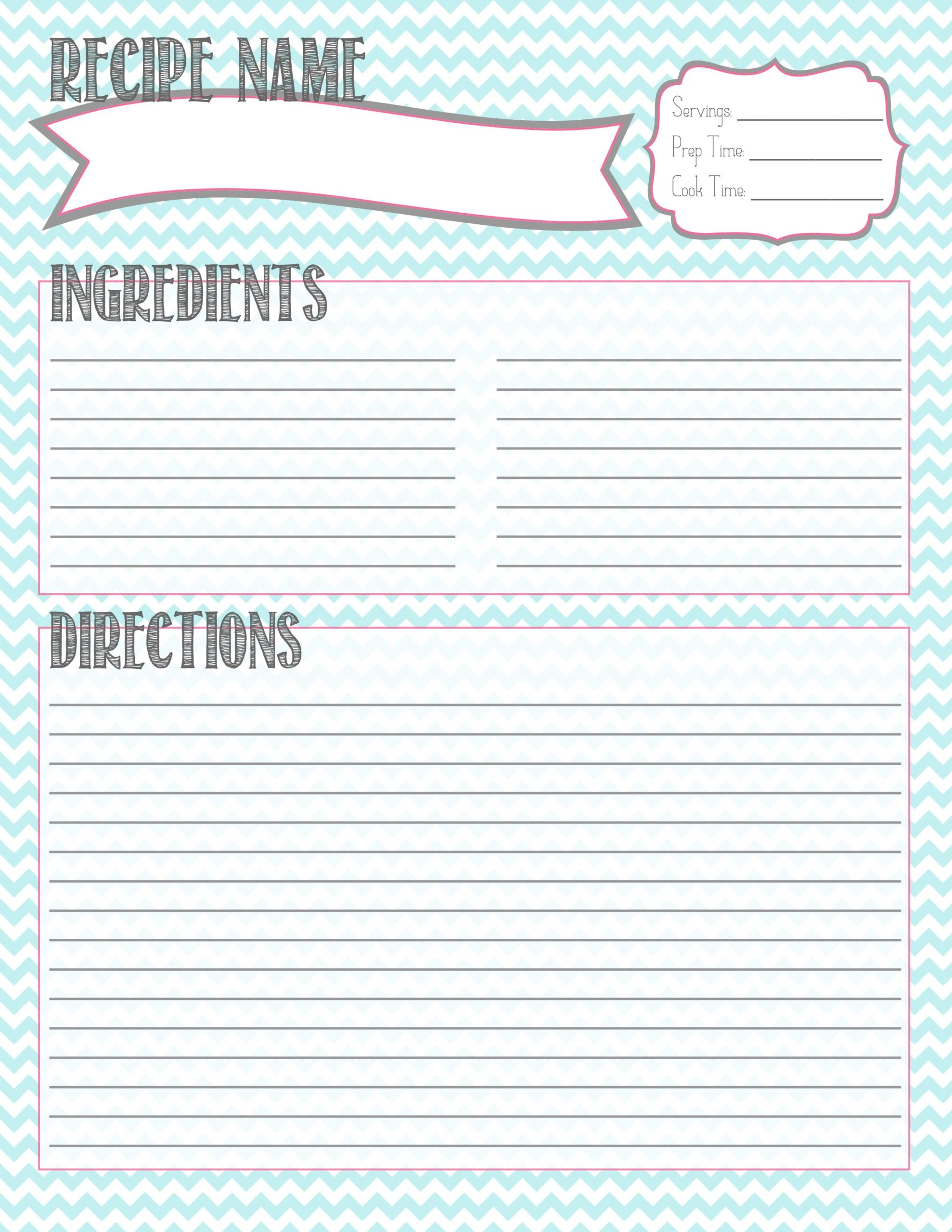 Free Printable Recipe Sheets