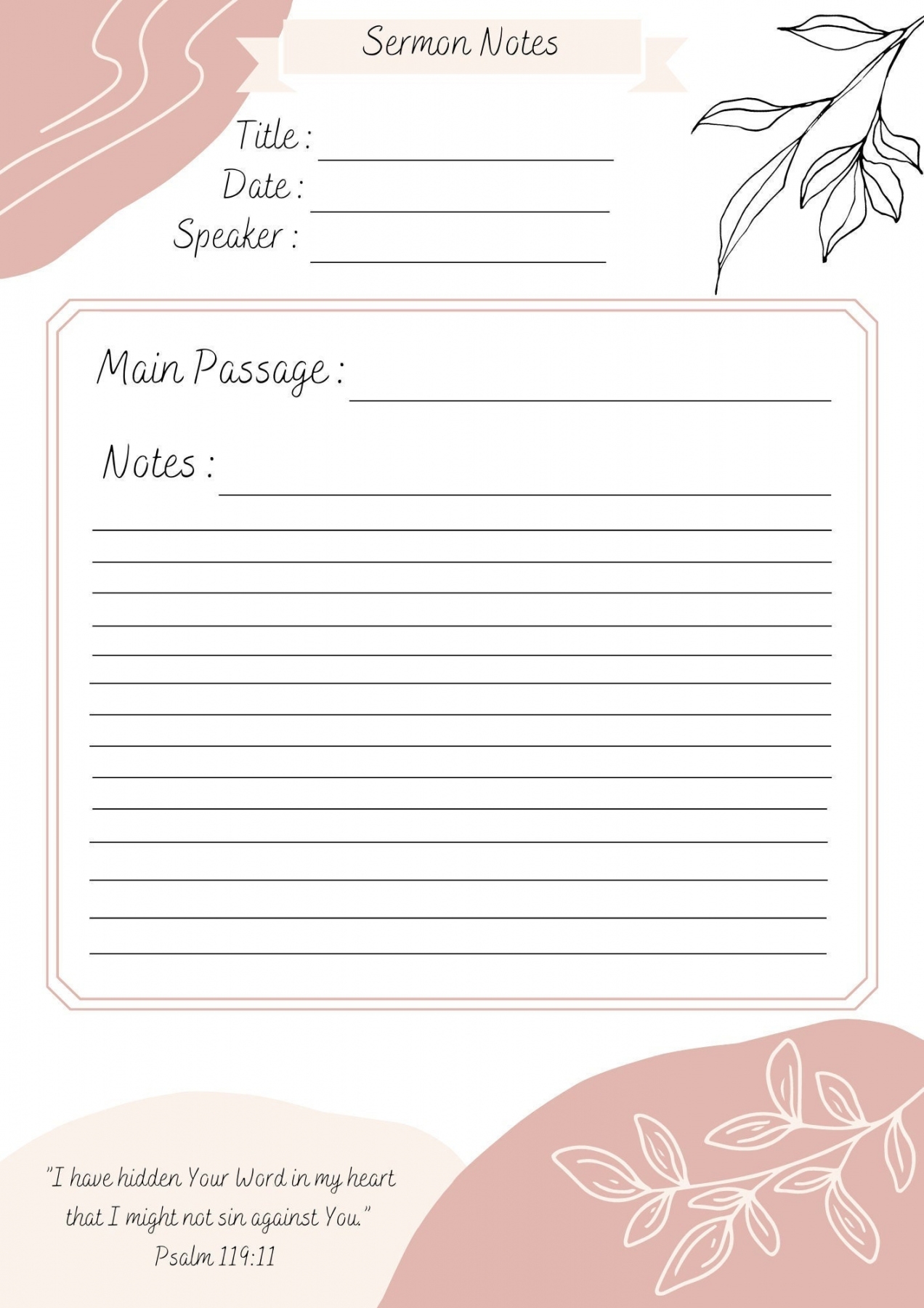 Free Printable Sermon Notes For Adults FREE Printable A Z