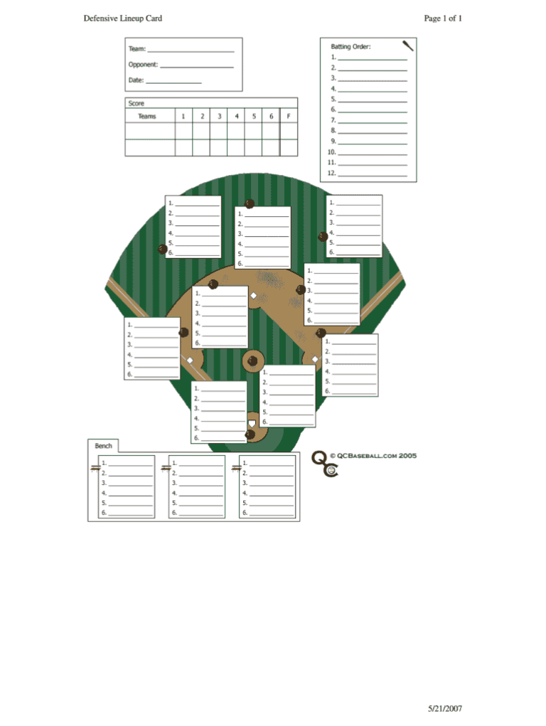 Free Printable Softball Lineup Sheets