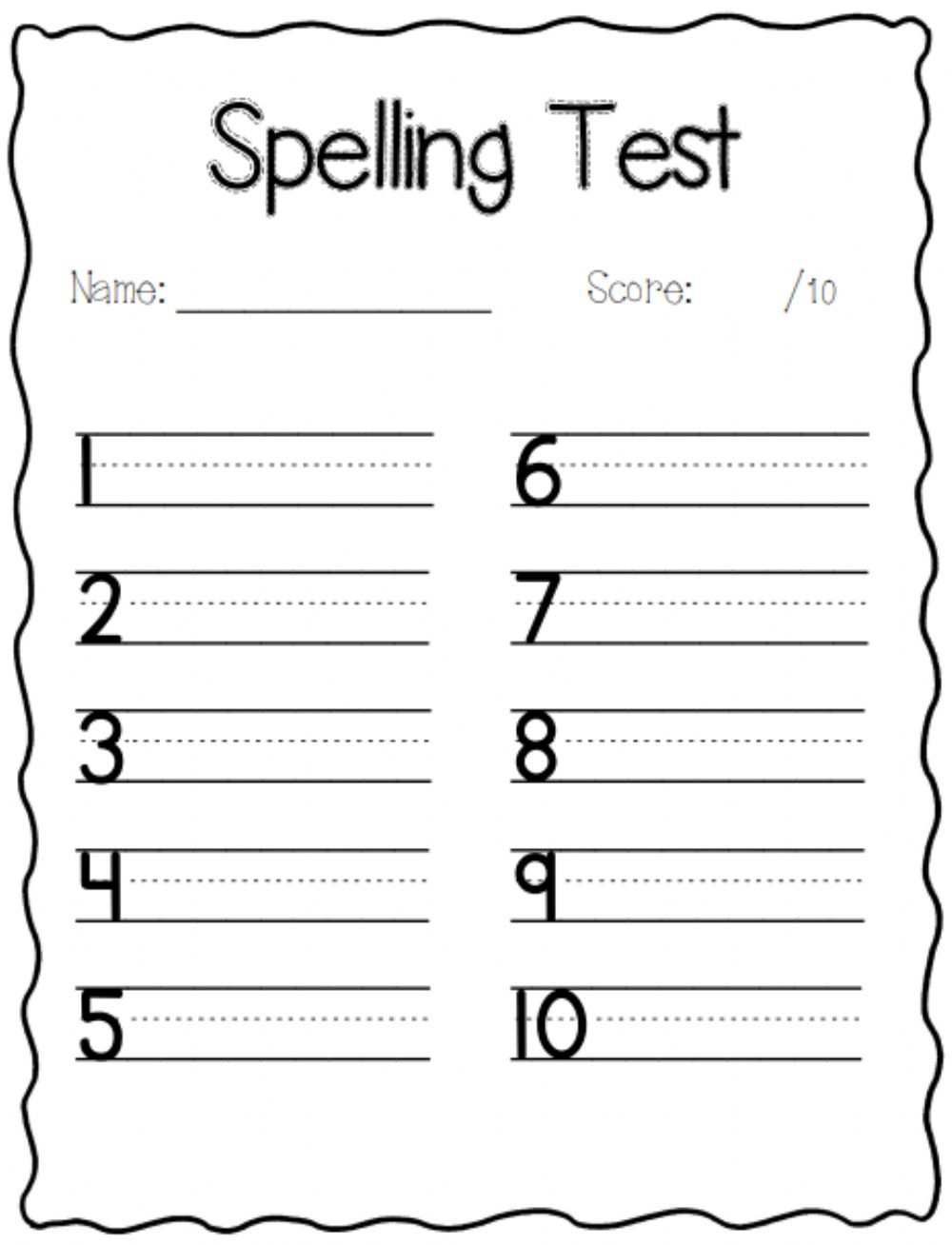Free Printable Spelling Sheets