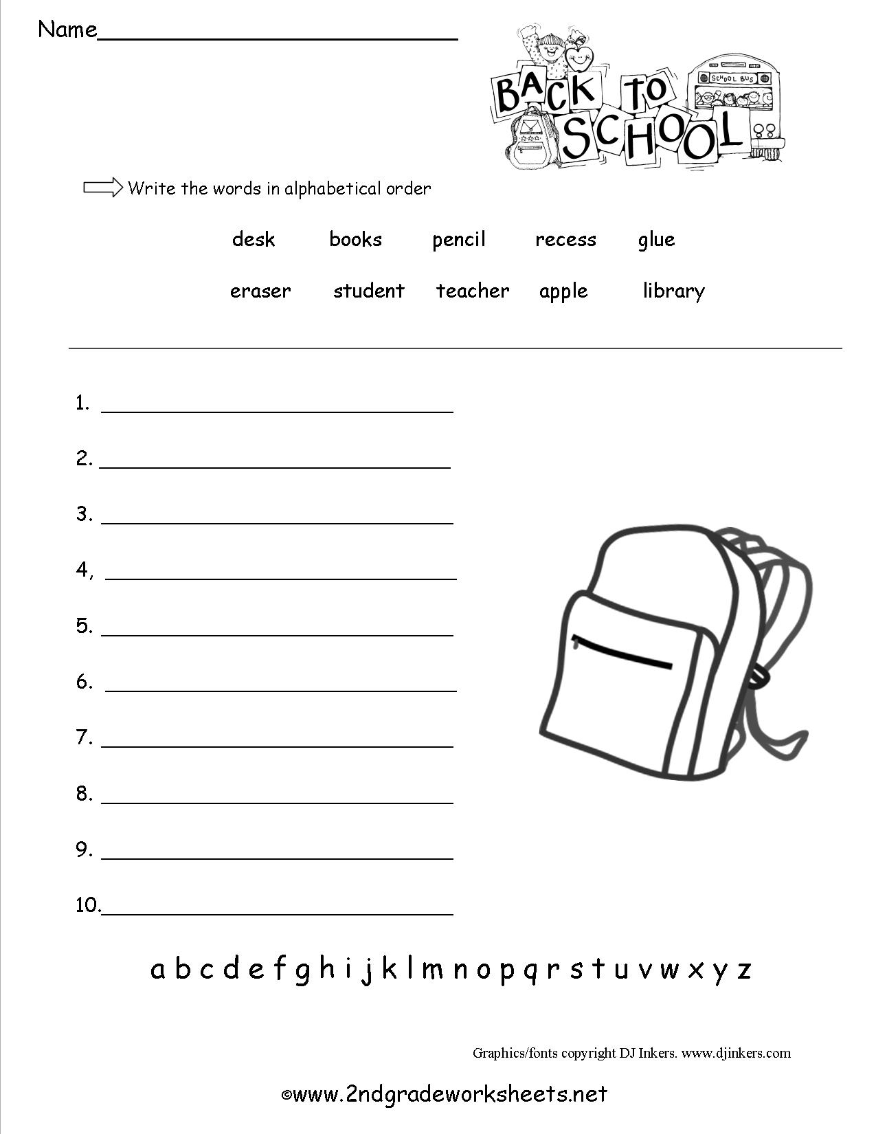 Free Printable Work Sheets
