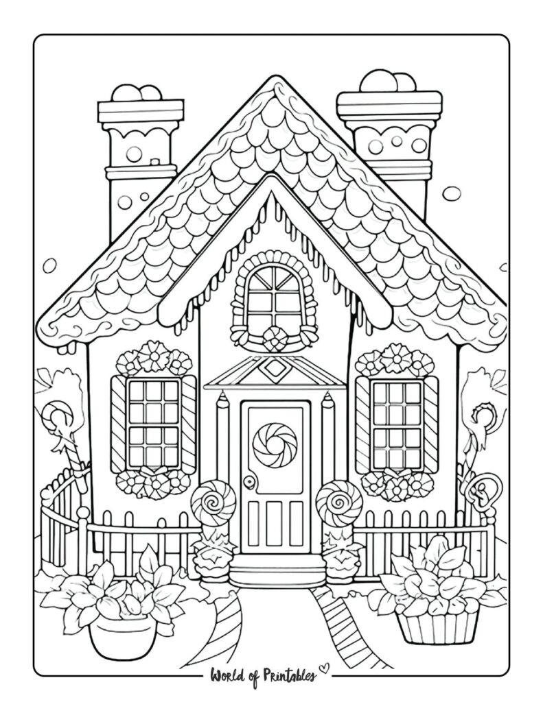 Gingerbread House Coloring Pages World Of Printables
