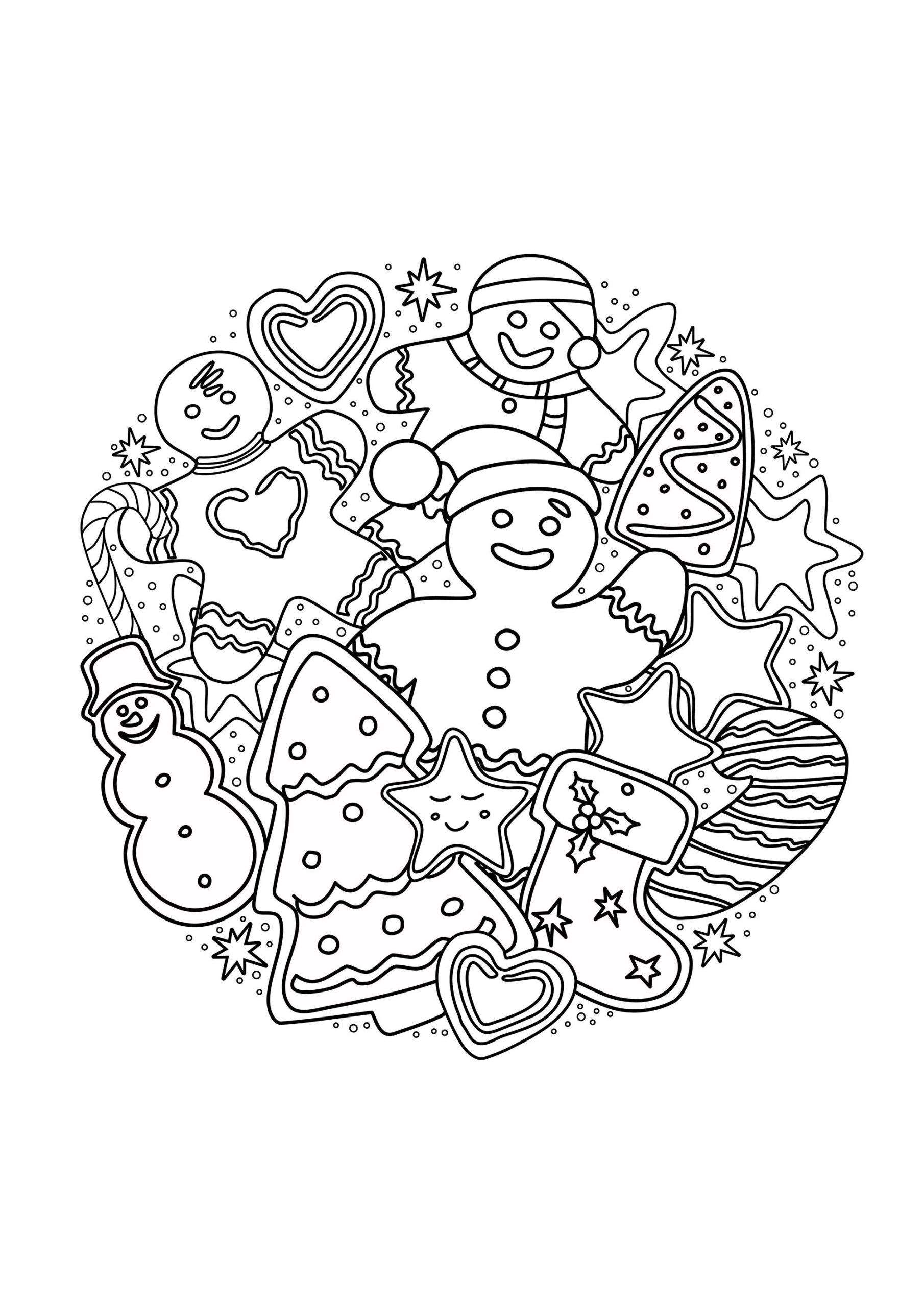 Gingerbread Men Christmas Coloring Pages For Adults Page Page 