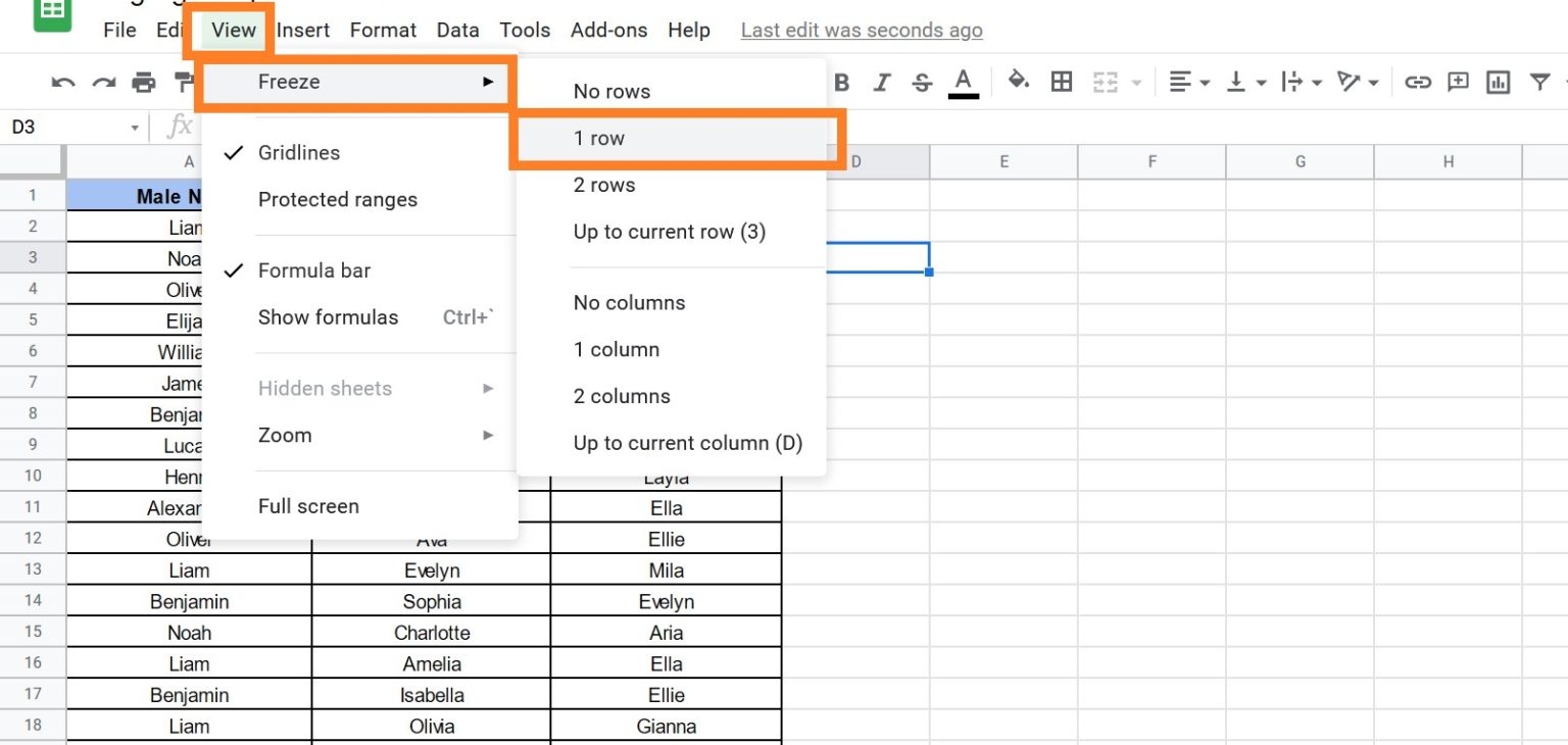 Google Sheets Printable Area