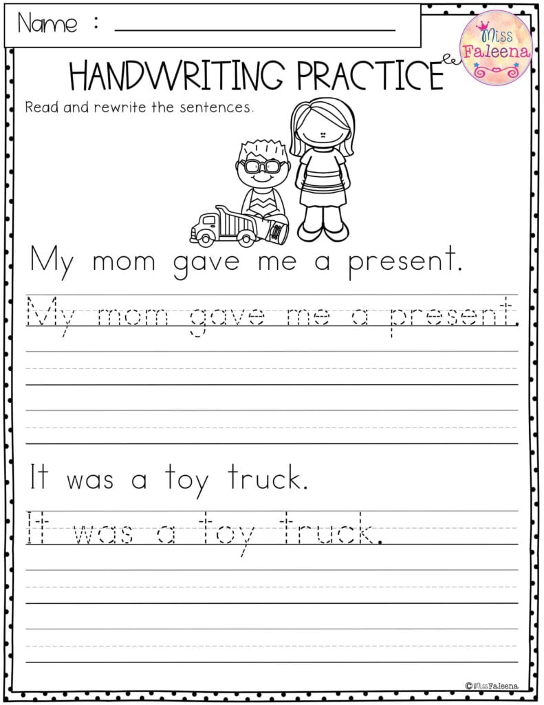Handwriting Kindergarten Writing Sentences Worksheets Printable 