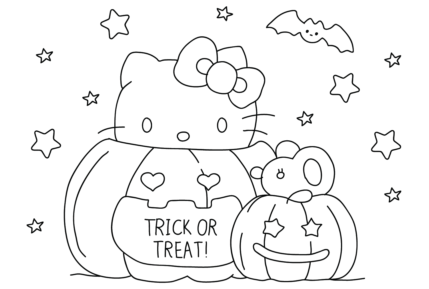 Hello Kitty Halloween Coloring Sheet Coloring Pages