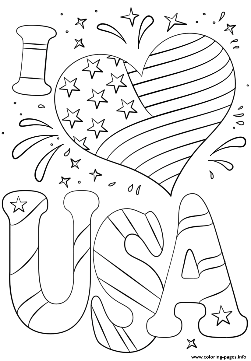 I Love Usa Coloring Page Printable