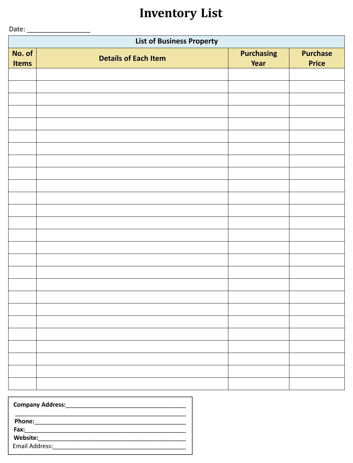 Inventory Printable Sheets Printable Calendars AT A GLANCE
