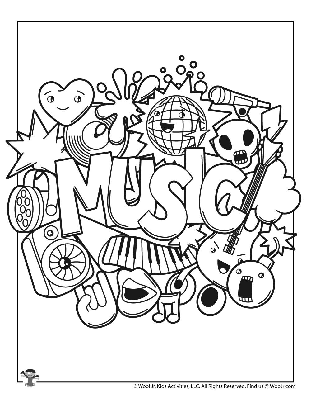 Kawaii Music Coloring Page Woo Jr Kids Activities