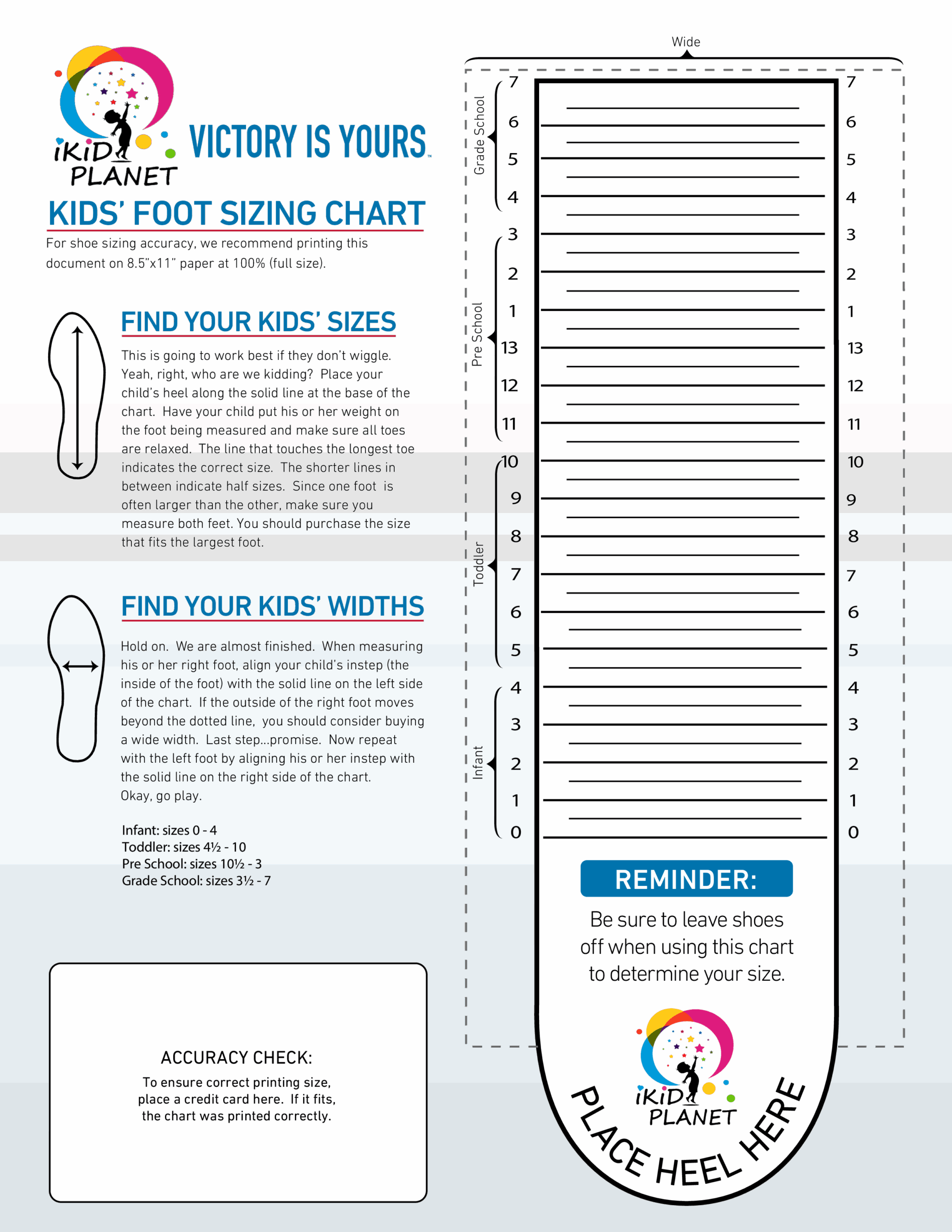 Kids Shoe Sizer Template Printable Shoe Size Chart For Adults FREE 