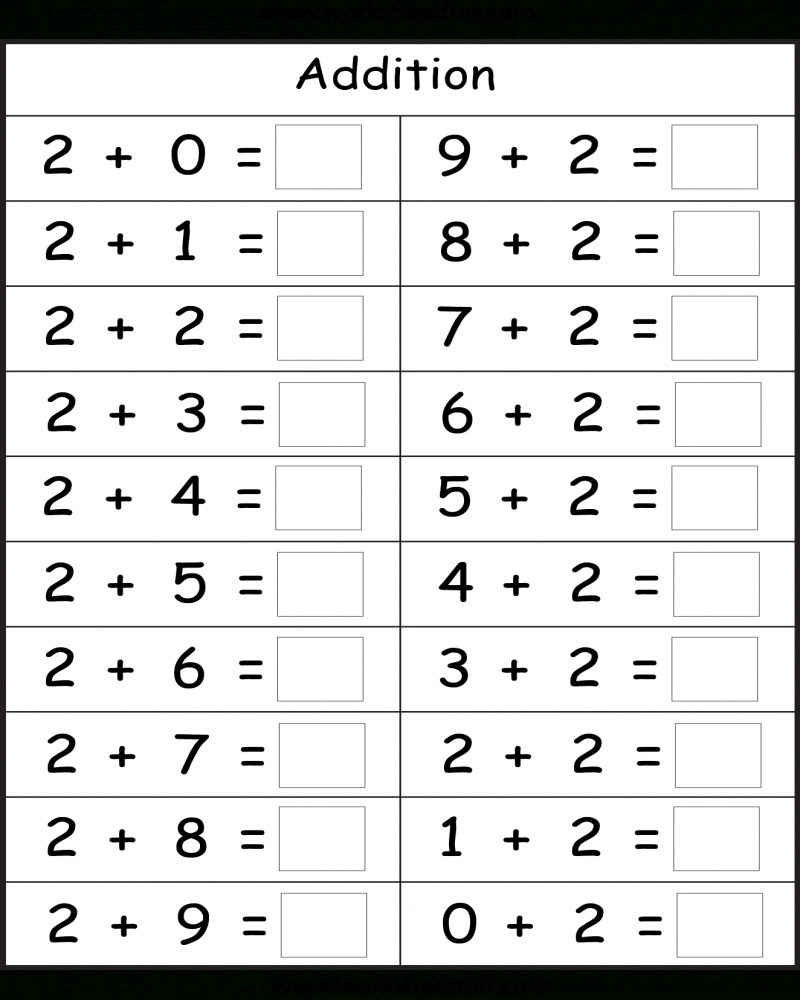 Kindergarten Addition Printable Sheets