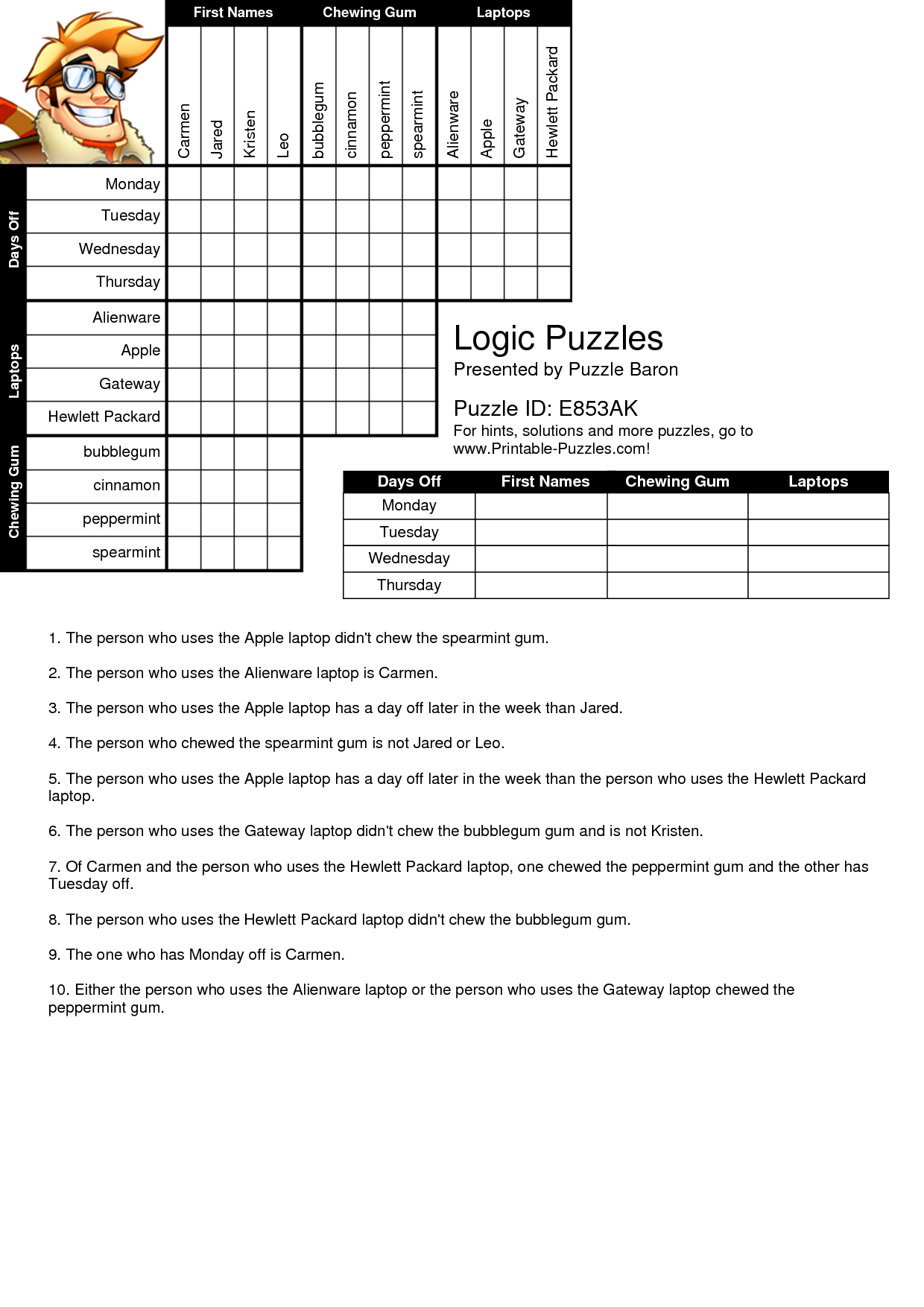 Logic Puzzles Printable For Adults Printable Logic Puzzles