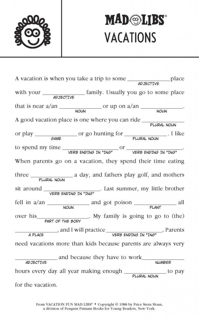 Mad Libs Pdf Printable Printable Madlibs