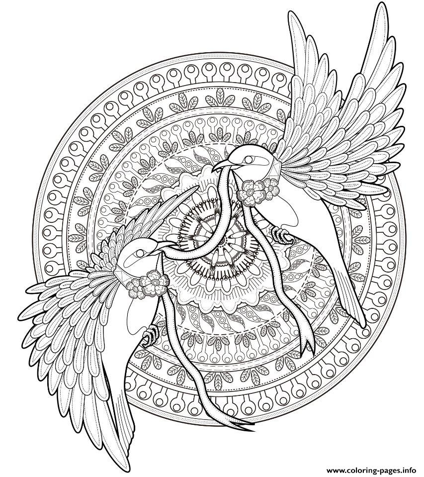 Mandala Adult Animal Birds Coloring Page Printable