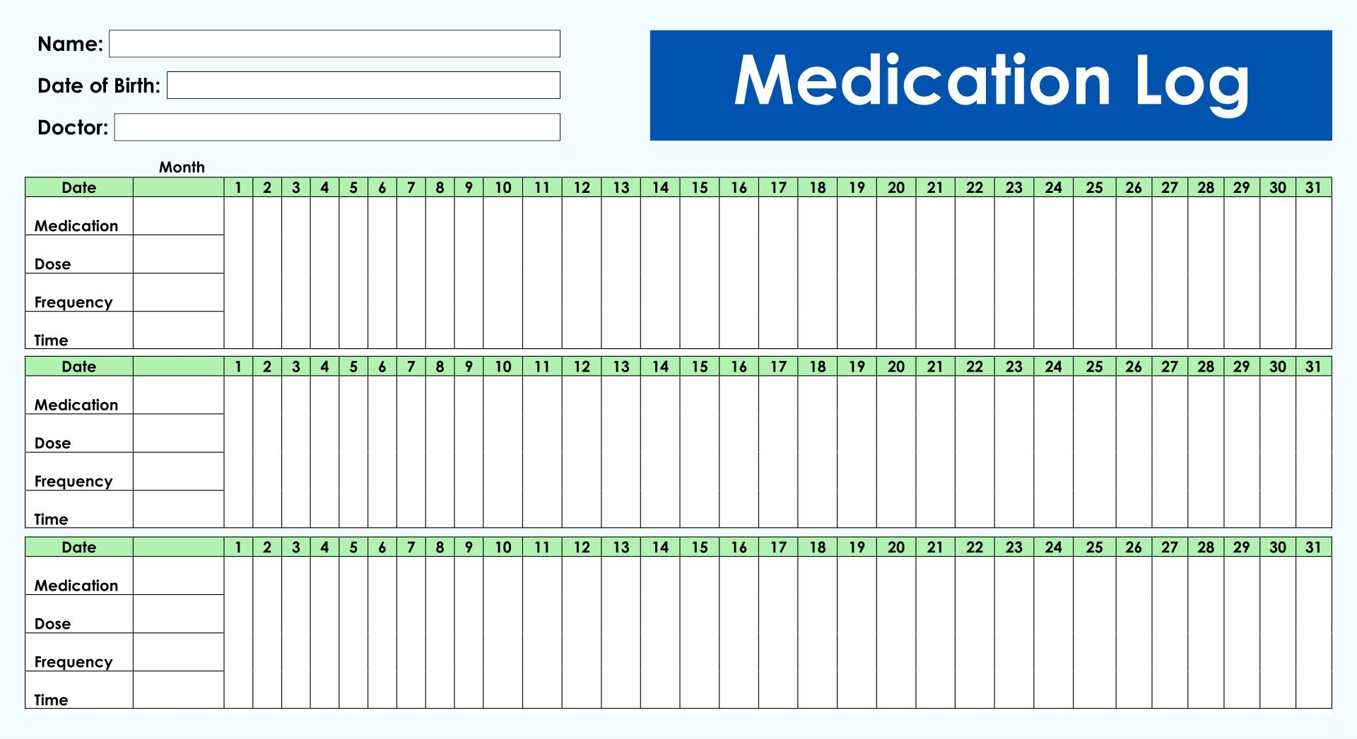Medication Log Sheet Printable Printable Forms Free Online