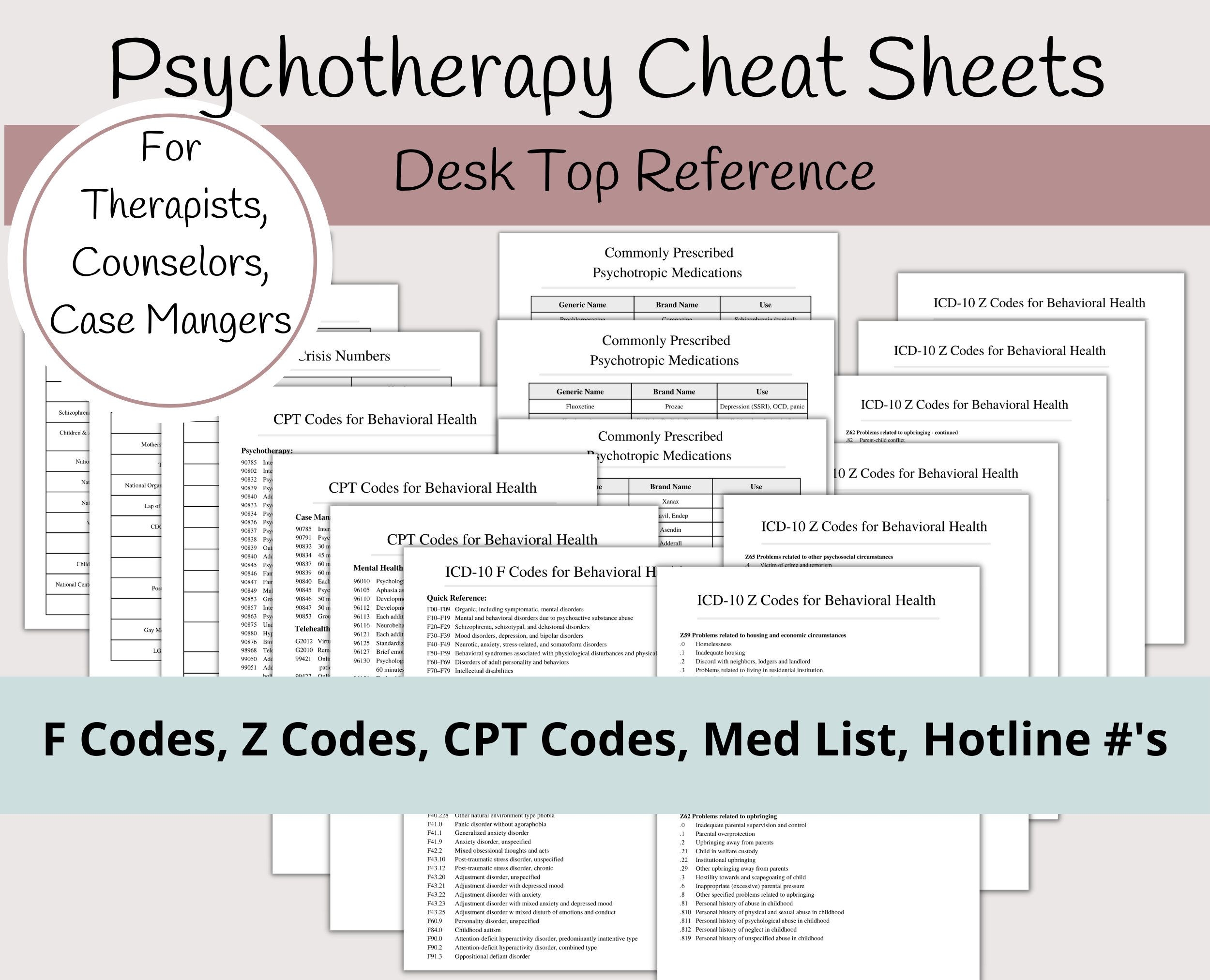 Mental Health Codes Cheat Sheet DSM 5 Code Clinical Terms Reference