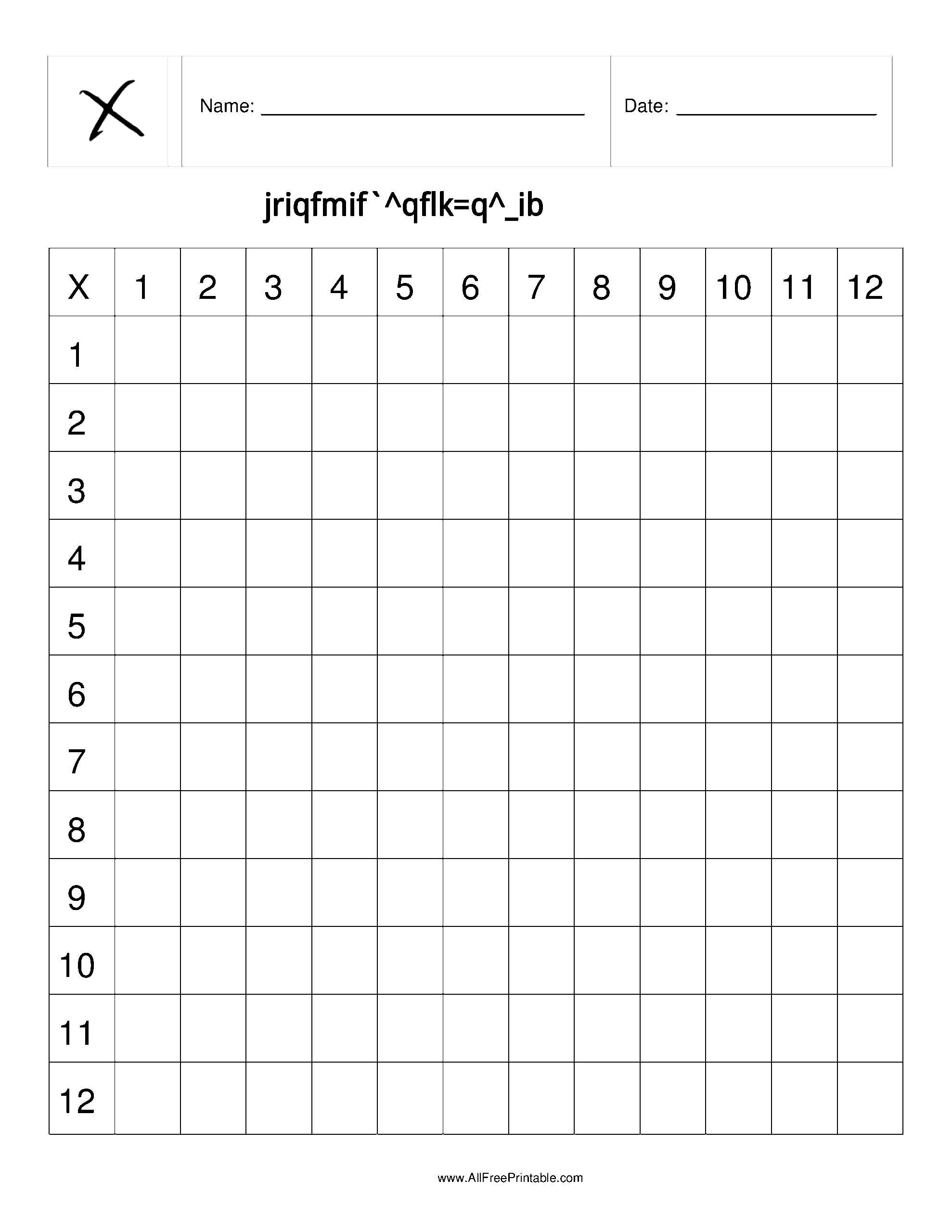 Multiplication Table Worksheet Printable MultiplicationWorksheets