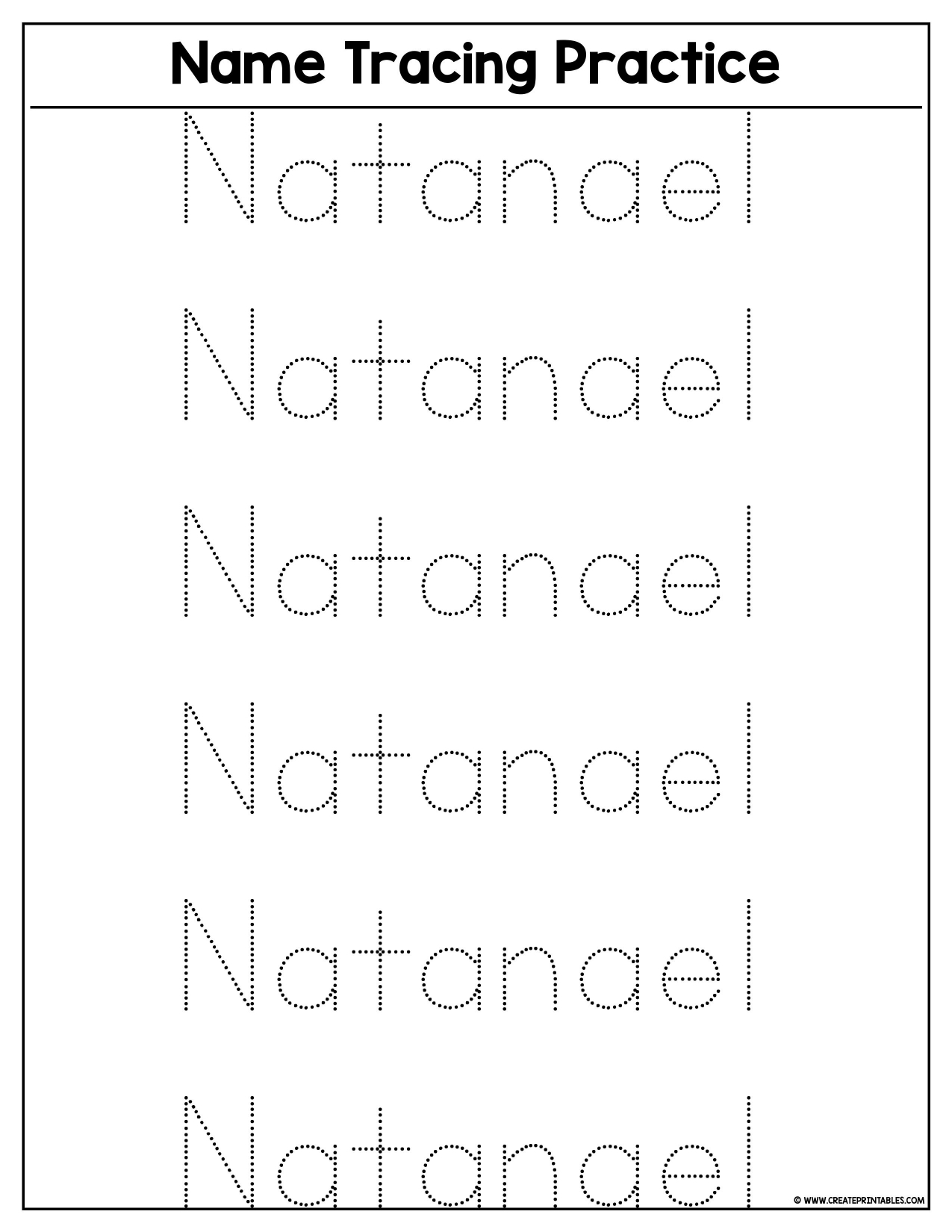 Name Tracing Practice Free Printable Name Tracing Generator