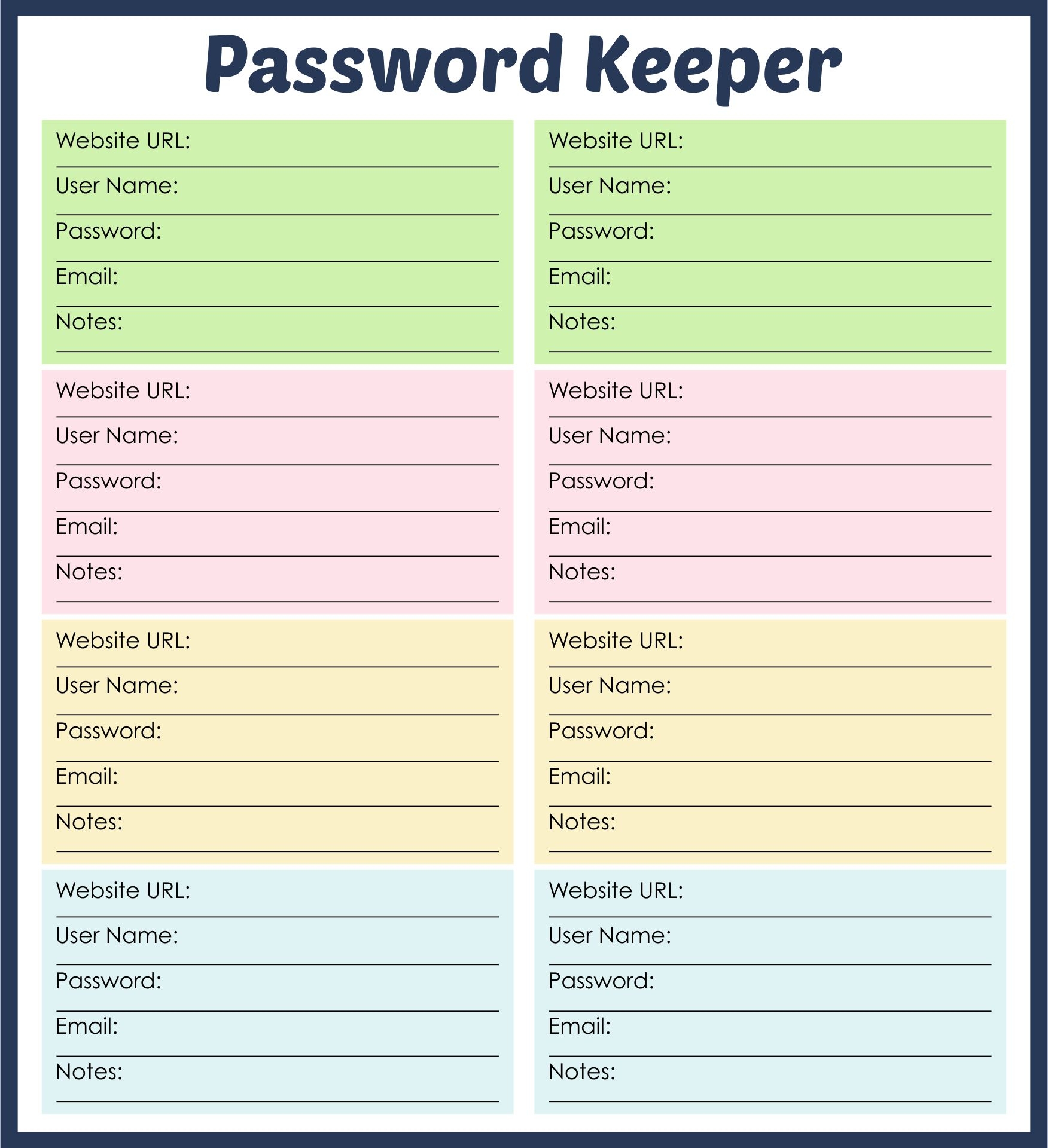 Password Sheet Printable Printable Free Templates