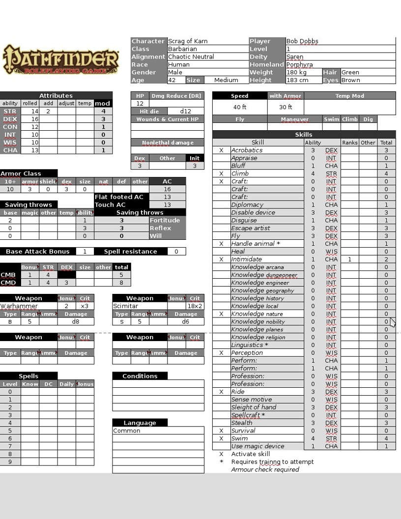 Pathfinder Character Sheet Explained Printable Forms Free Online