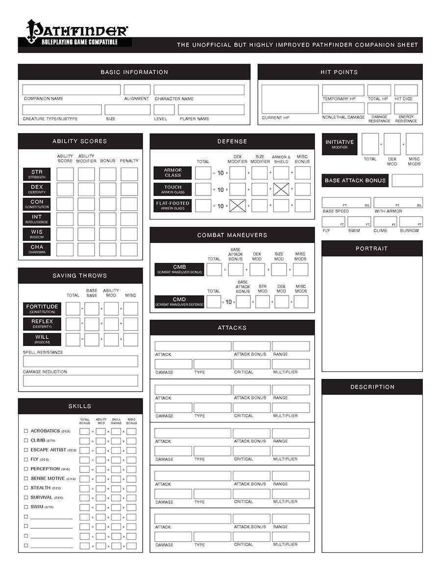 Pathfinder Printable Character Sheet Printable And Enjoyable Learning