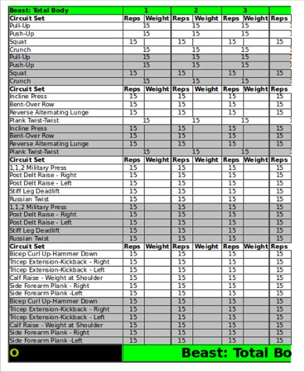 Pdf Printable Body Beast Workout Sheets