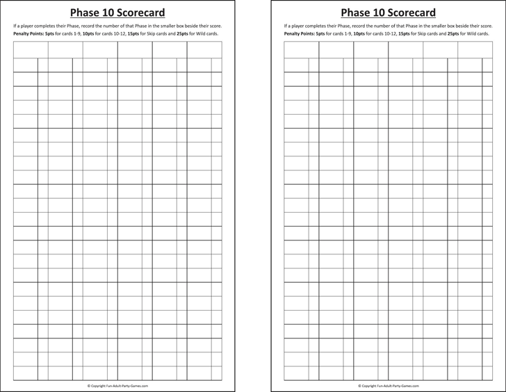 Phase 10 Printable Score Sheet Printable New Year Banners
