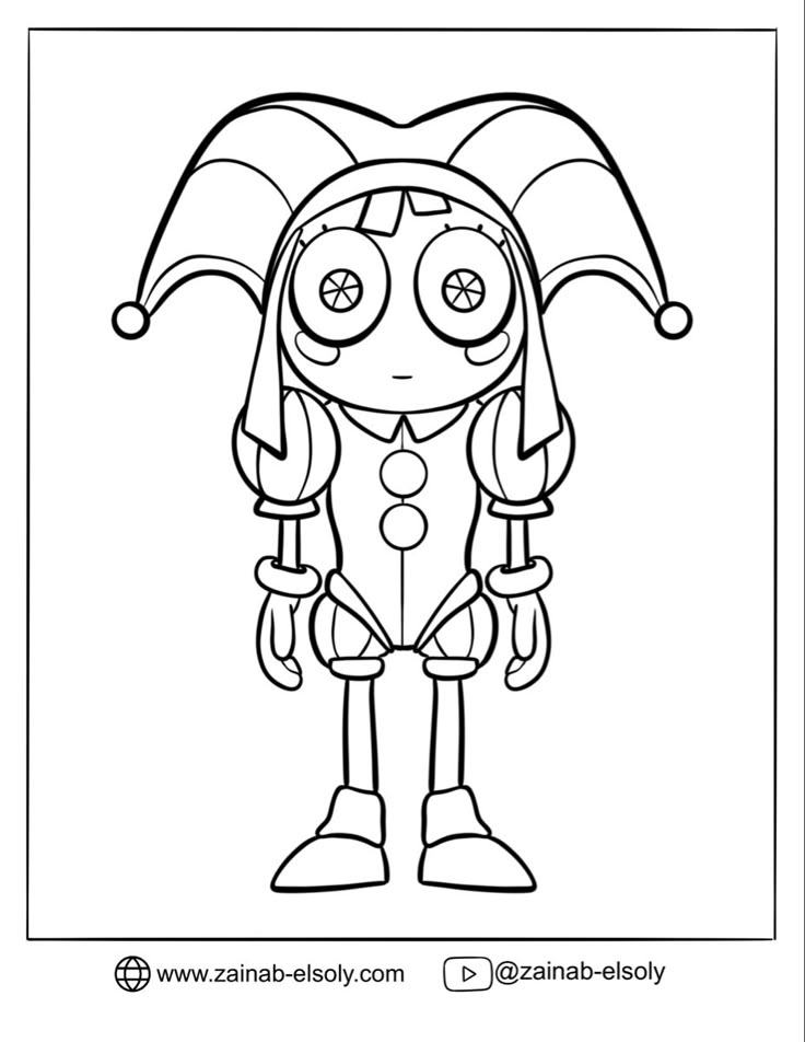 Pomni Free Coloring Page Detailed Coloring Pages Free Coloring Pages