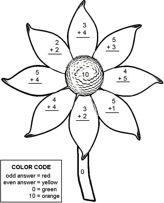 Printable Addition Color By Number Sheets