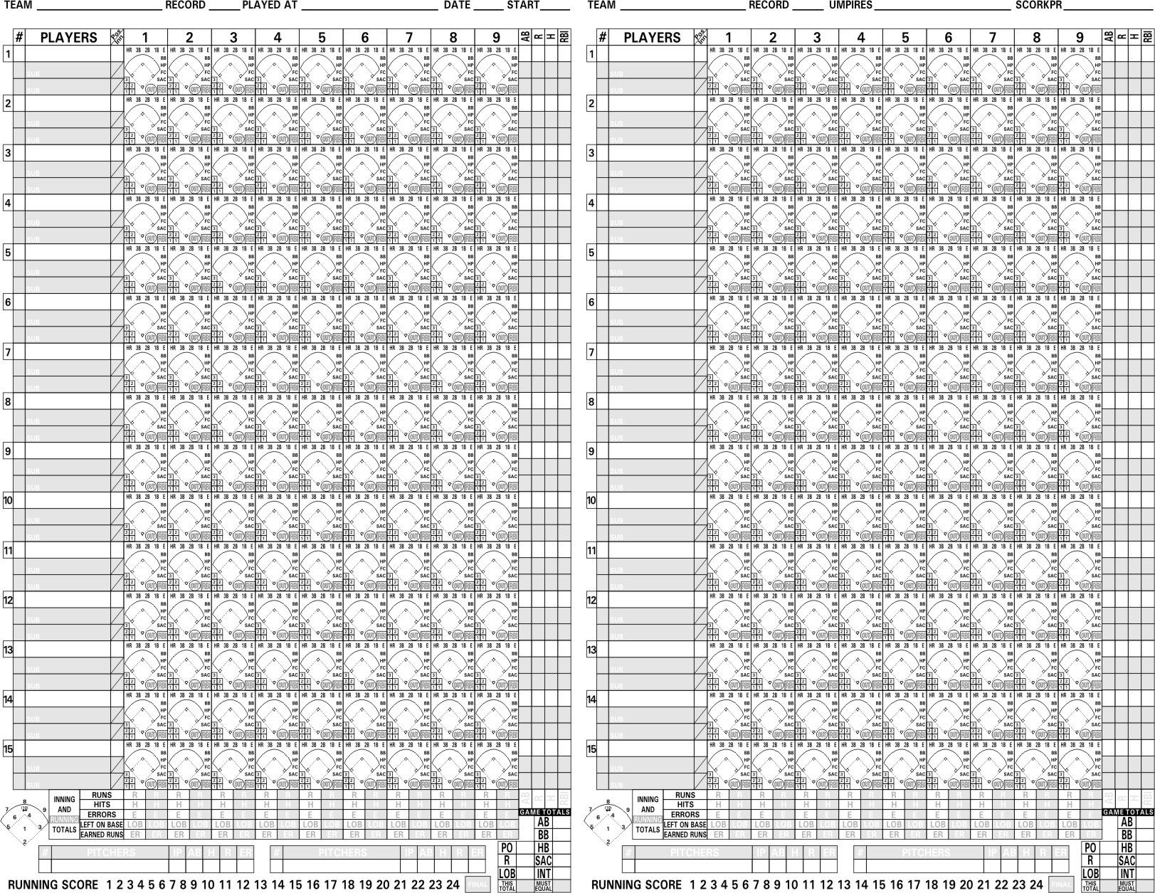 Printable Baseball Scorebook 80 Images In Collection Page 1 
